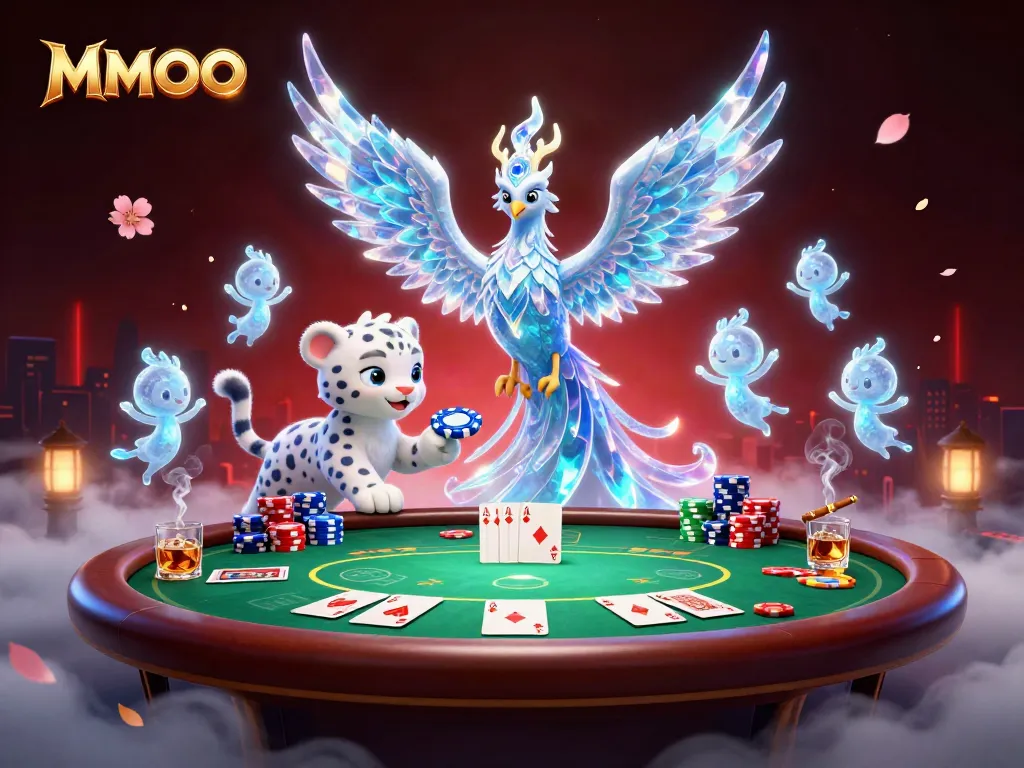 Play and win with MMOO's dazzling 3D casino illustration, featuring vibrant characters!