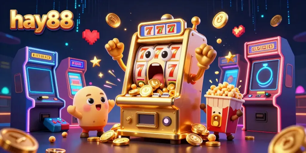 Spin the reels and win big with hay88's exciting golden slot machines, filled with coins and joy.
