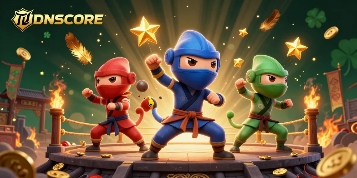 Experience the excitement of IDNSCORE with colorful ninja chameleons battling amidst vibrant casino elements.