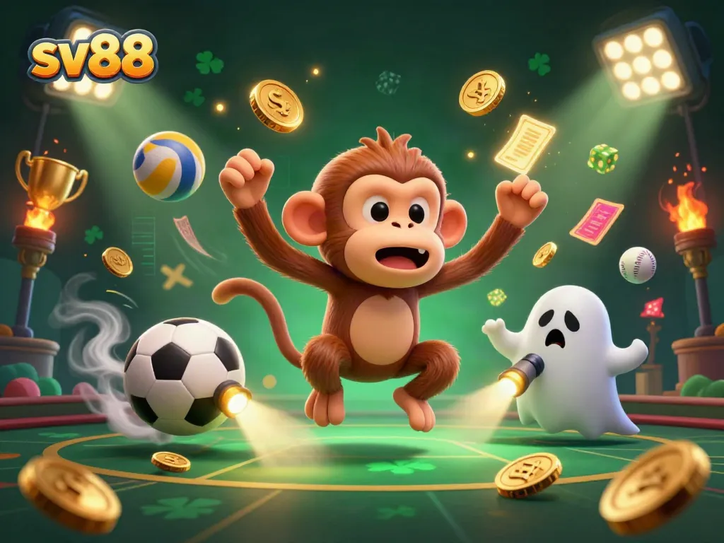 Experience thrilling gameplay at sv88 with exciting games featuring betting slips, sports balls, and golden rewards.