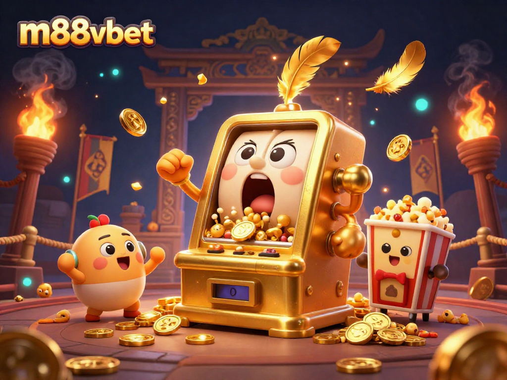 Spin to win with m88vbet's engaging slot machine themed illustration filled with excitement and rewards.