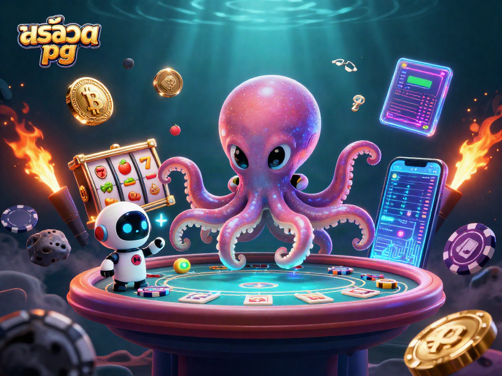 Engage with 슬롯pg thrillers featuring vibrant slot reels, crypto elements, and a lively octopus host!