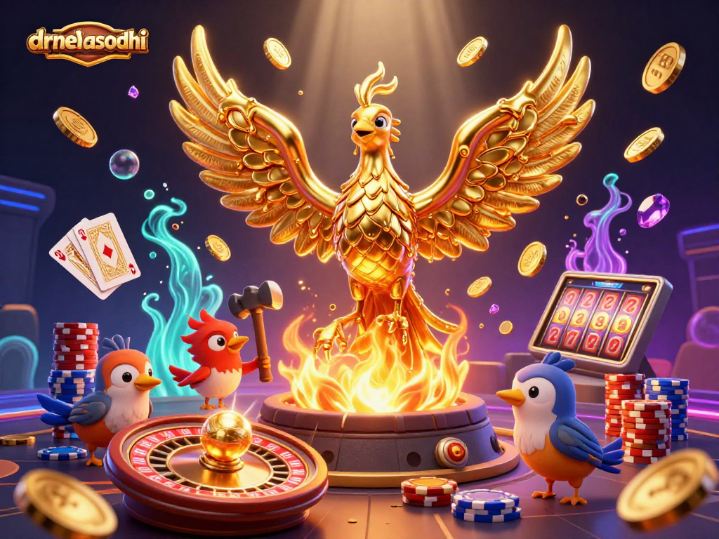 Experience the thrill of drnehasodhi with vibrant casino elements exploding in dynamic 3D art.
