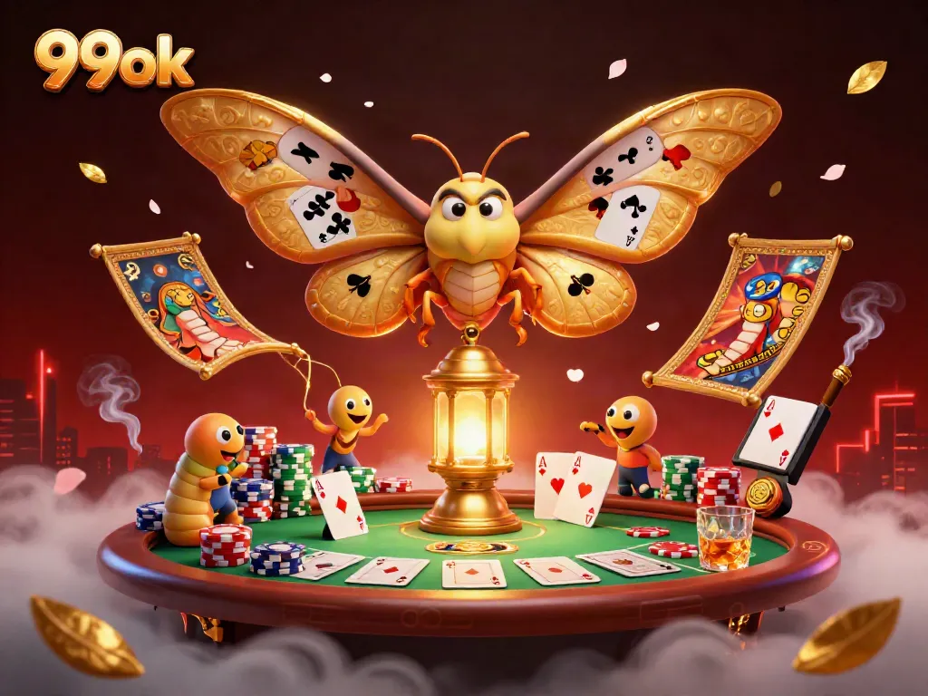 Experience the excitement of 99ok with this vibrant digital casino scene full of dynamic elements.