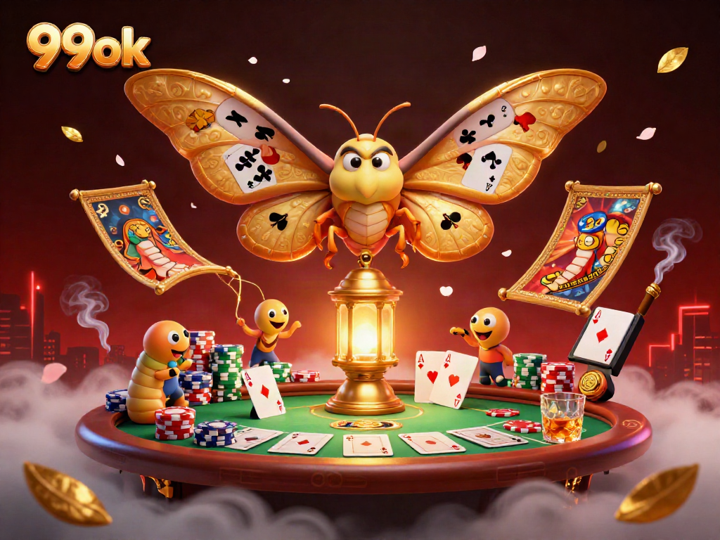 Experience the excitement of 99ok with this vibrant digital casino scene full of dynamic elements.