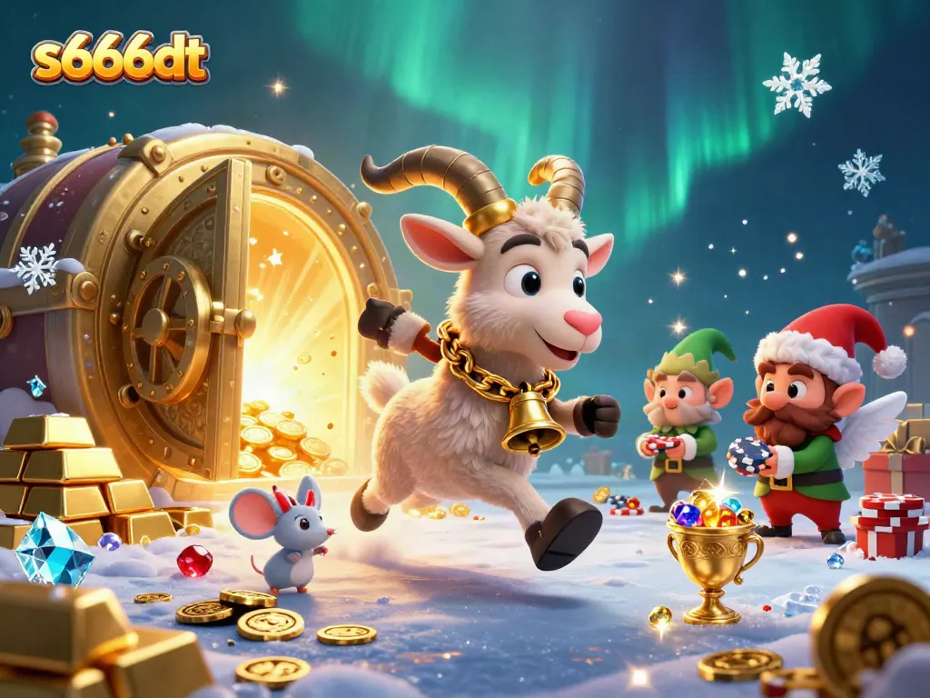 Engage with thrilling gameplay at s666dt, featuring an exciting casino scene with Krampus and mischievous elves.