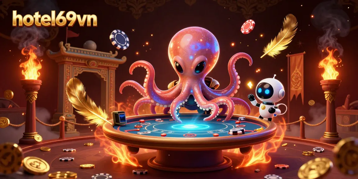 Experience thrilling poker action with hotel69vn's vibrant casino scene featuring colorful characters and dynamic elements.