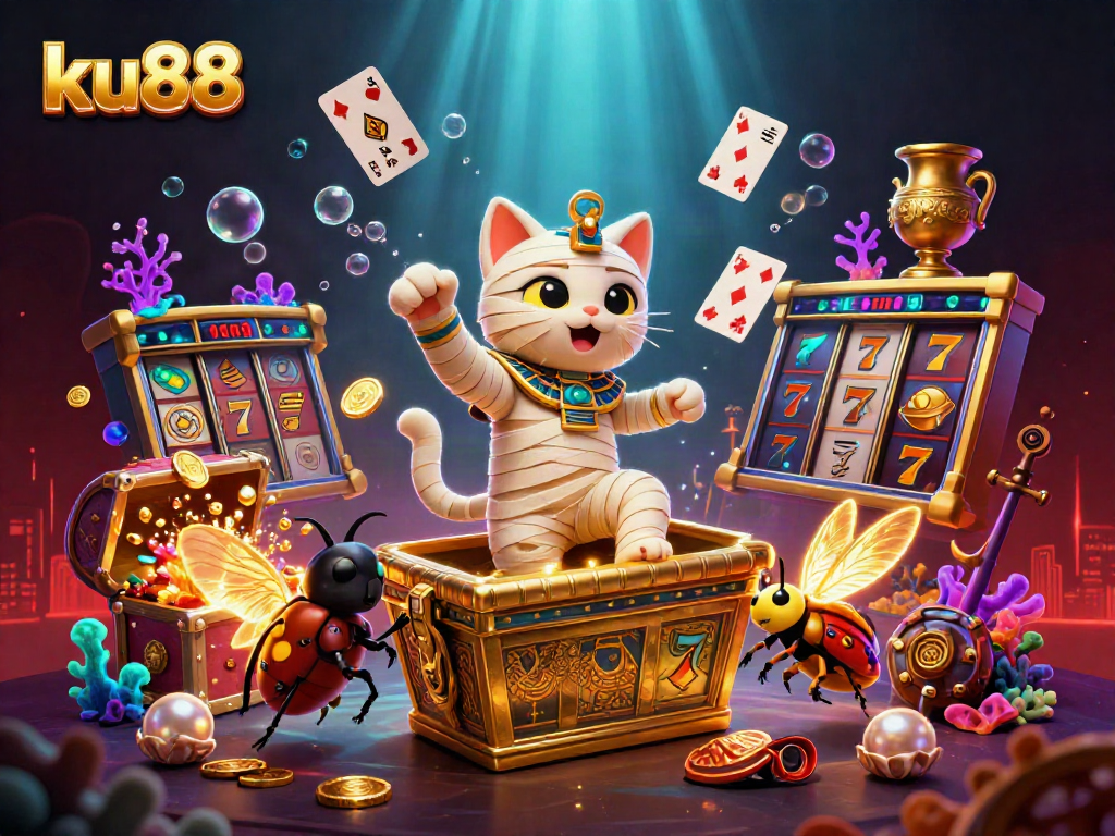 Engage with ku88's thrilling online gaming experience featuring a lively casino scene.