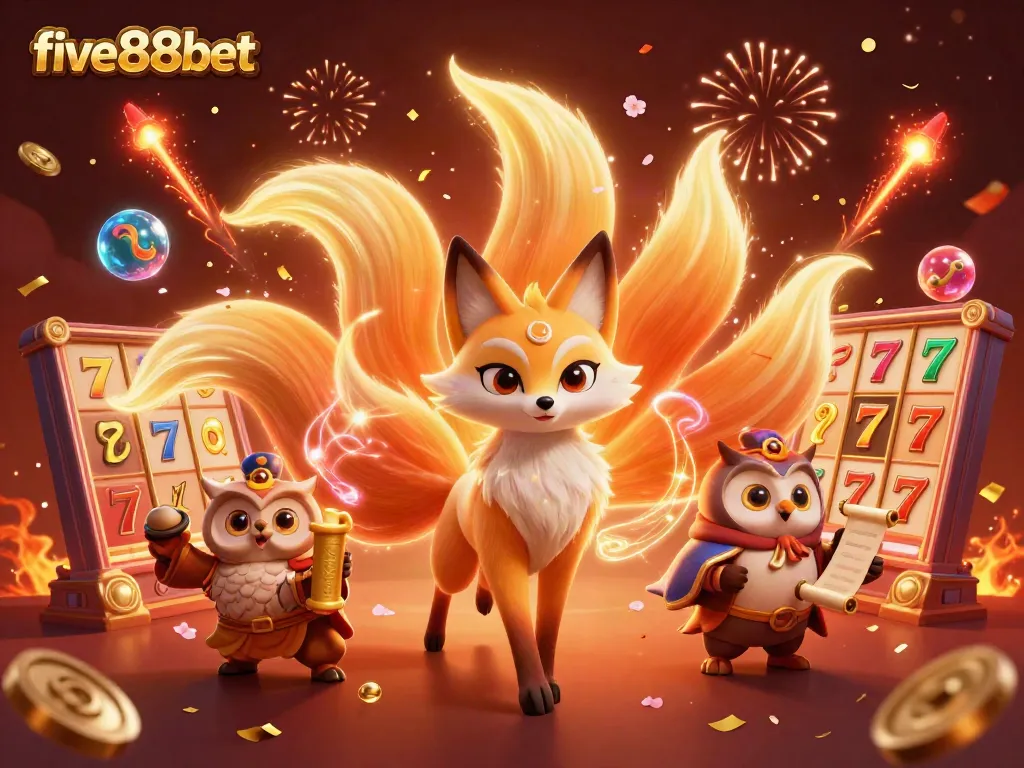 Experience the vibrant gaming energy of five88bet with dynamic characters and festive visuals.