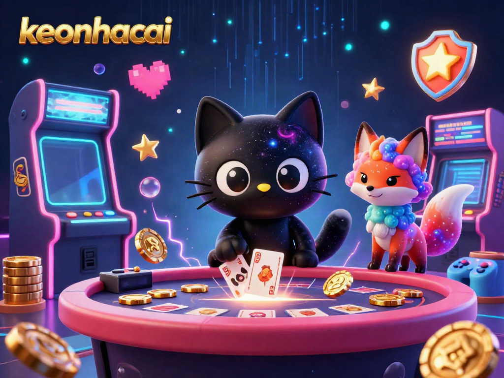 Experience the thrill of keonhacai with a captivating cosmic casino scene featuring unique characters and gaming elements.