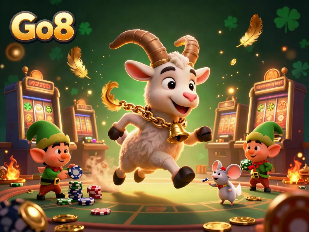 Go8 inspires thrill as Krampus oversees a chaotic holiday-horror casino scene.