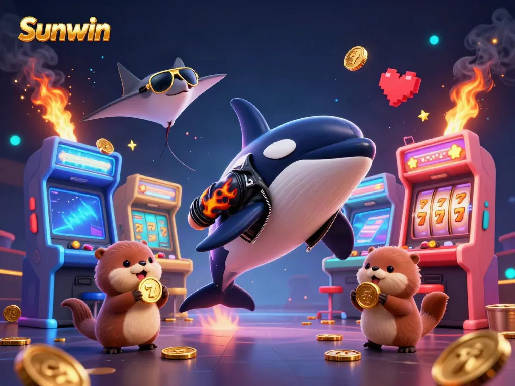 Engage in thrilling slots as Sunwin's vibrant characters showcase exciting gaming elements.