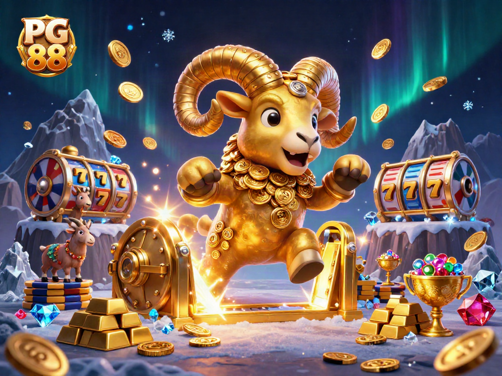 PG 88 offers a vibrant casino experience with a golden ram charging through riches.