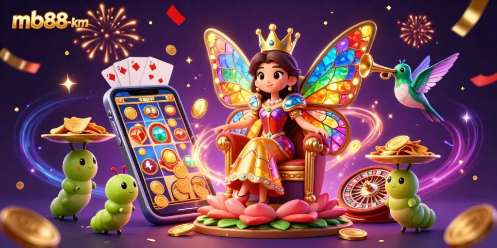 Experience exciting gameplay with mb88-km showcasing a dynamic casino scene filled with colorful characters and gaming elements.