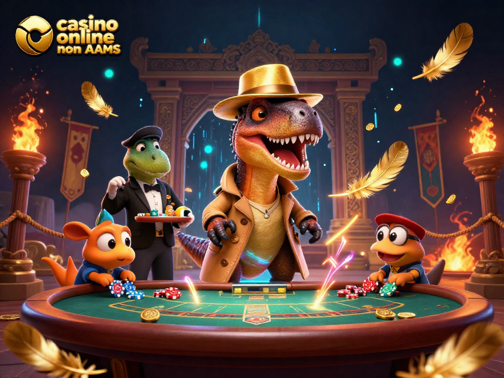 Il velociraptor al blackjack e il pit boss stegosauro illustrano l'azione al casino online non AAMS.