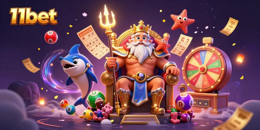 Engage with thrilling games on 11bet, where vibrant lottery elements and a mystical sea king enhance the excitement.