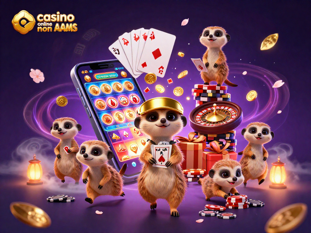 Gioca nei migliori casinò online non AAMS con un gruppo di suricati in un'illustrazione vivace.